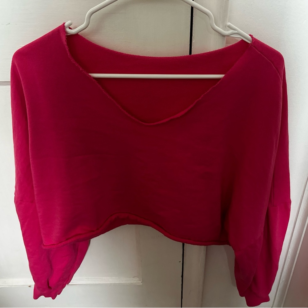 Hot pink long sleeve crop